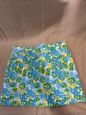 Lilly Pulitzer Multicolor Floral Print Skorts — Blue, Green & Yellow Sz 12